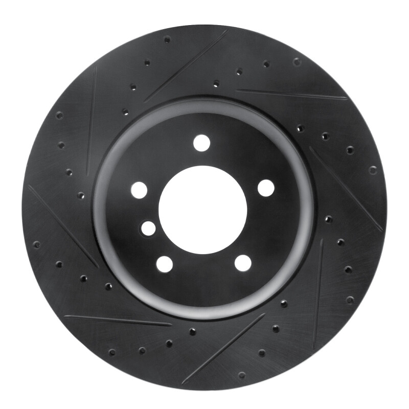 BMW Z4 Brake Rotor (1) - Front Left - R1 Concepts - Drilled & Slotted - Black - `11-`16